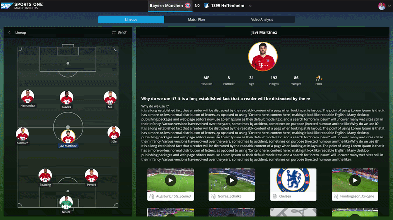 Match Insights on large screen — animated